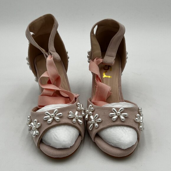 Women Chunky pear Block High Heel Peep Open Toe Sandals Ankle Strap Wedding Cute - Picture 3 of 5